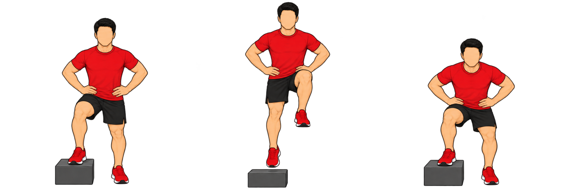 1-Leg Push Off(1レッグプッシュオフ):低い台に片足を乗せる