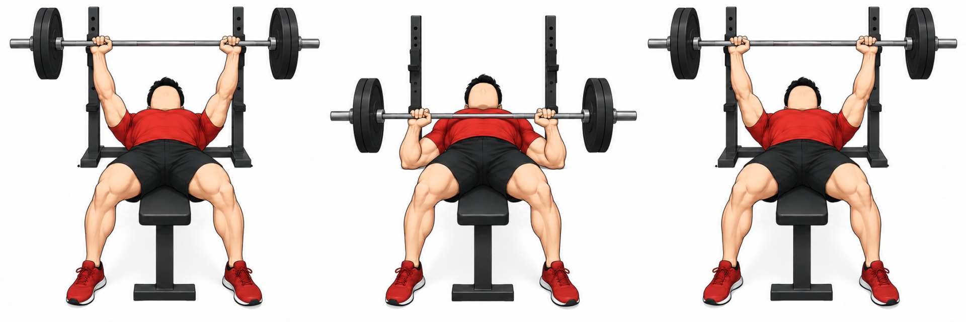 Bench Press（ベンチプレス）：スタート：胸の上で支える