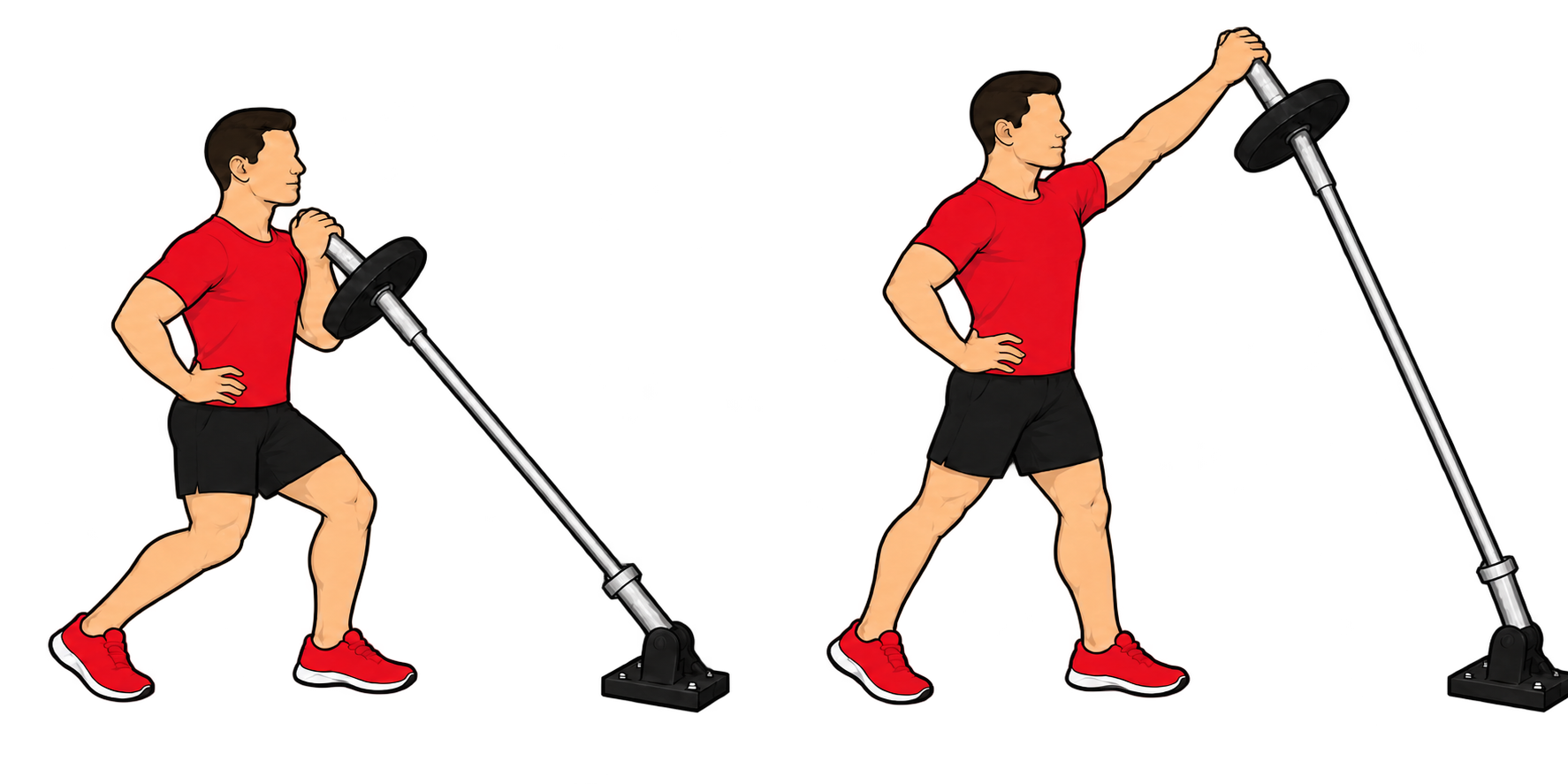 Split Stance Landmine Push Press（スプリットスタンス：Opp）：ディップ