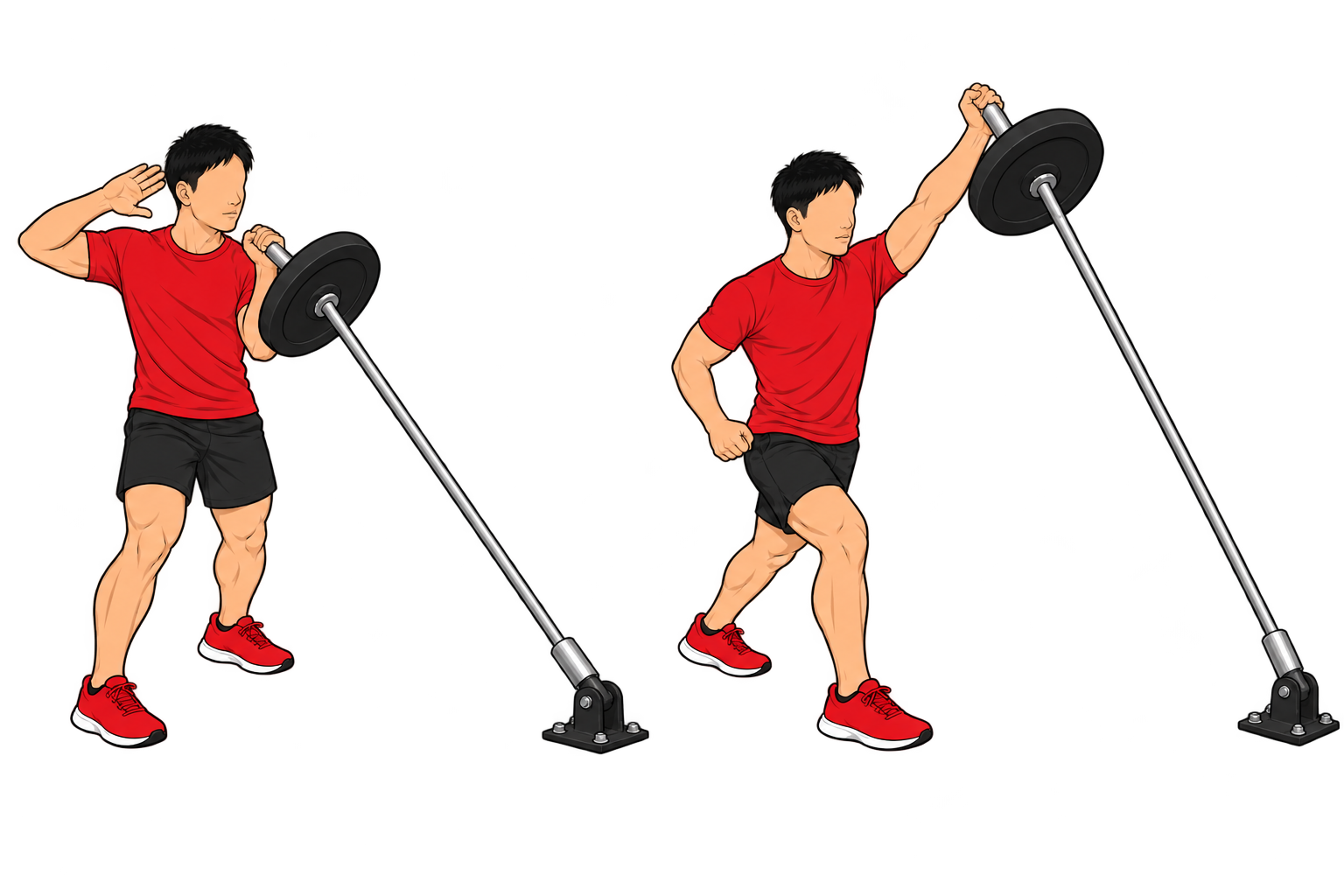 Landmine Step Press（ステッププレス：Landmine University参考）：構え