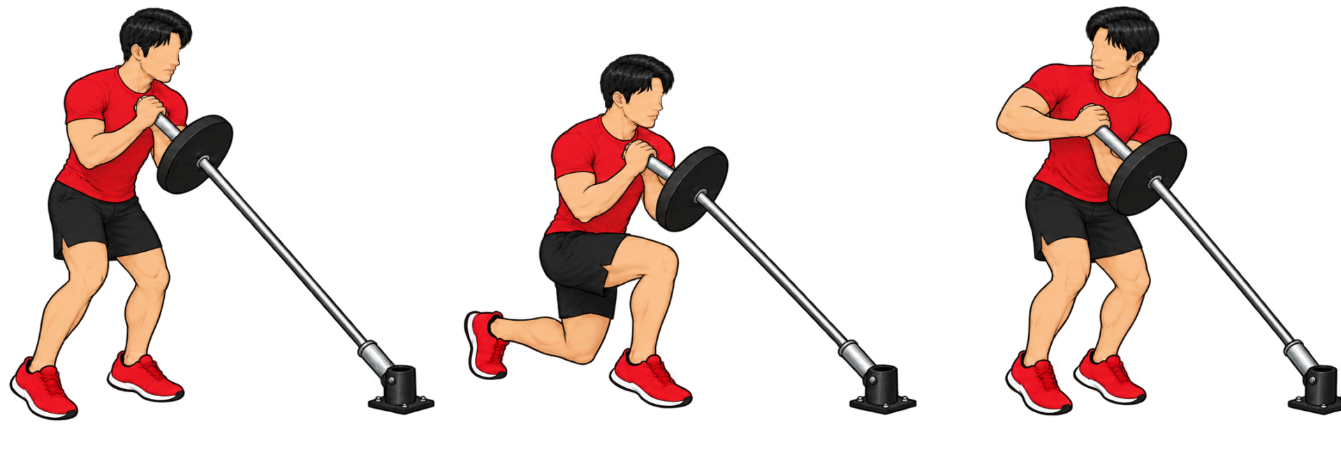 Rotational Reverse Lunge（回旋リバースランジ：Landmine University参考）：構え