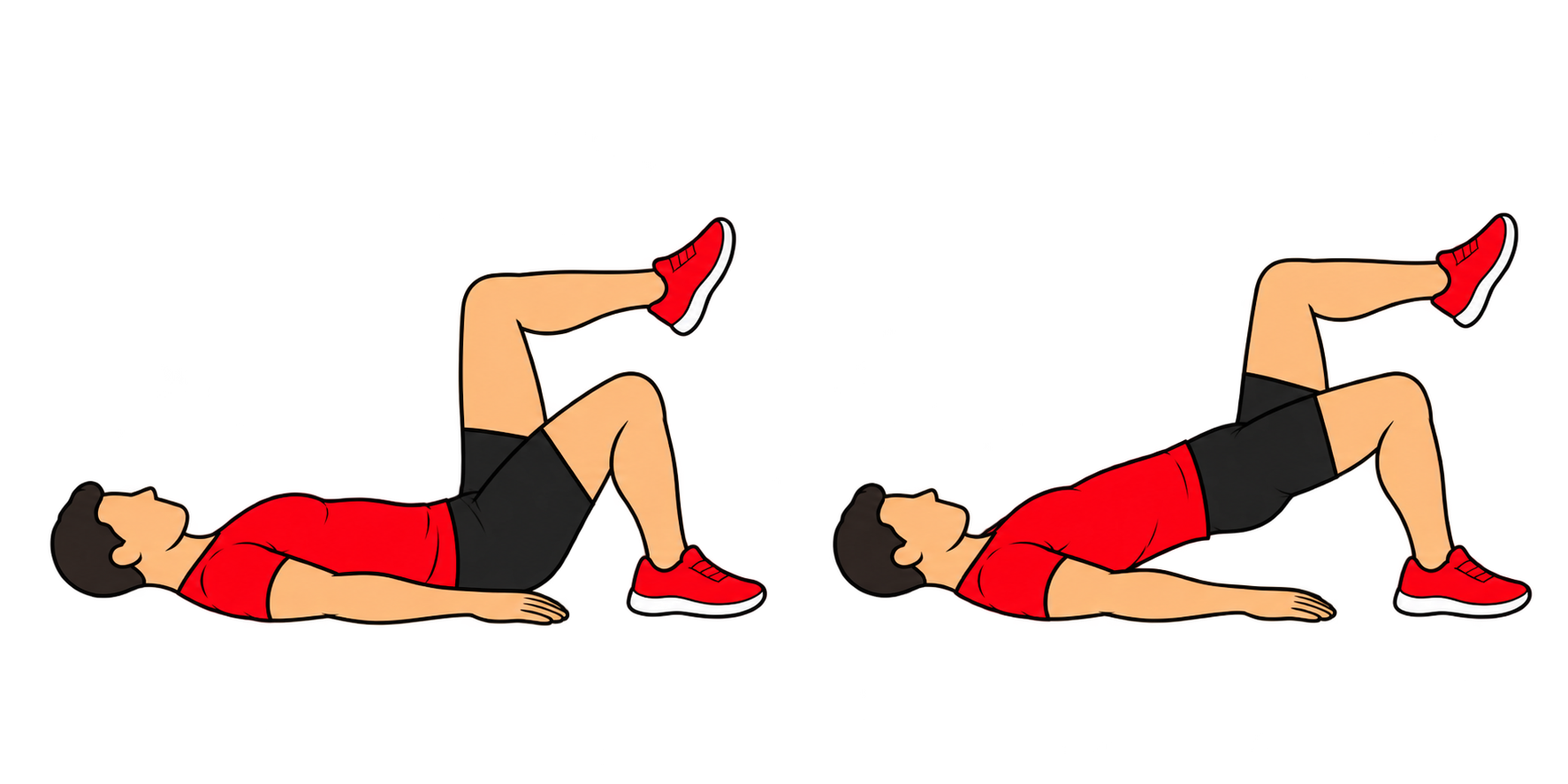 1-Leg Hip Lift(1レッグ・ヒップリフト):スタート:片足を浮かせる
