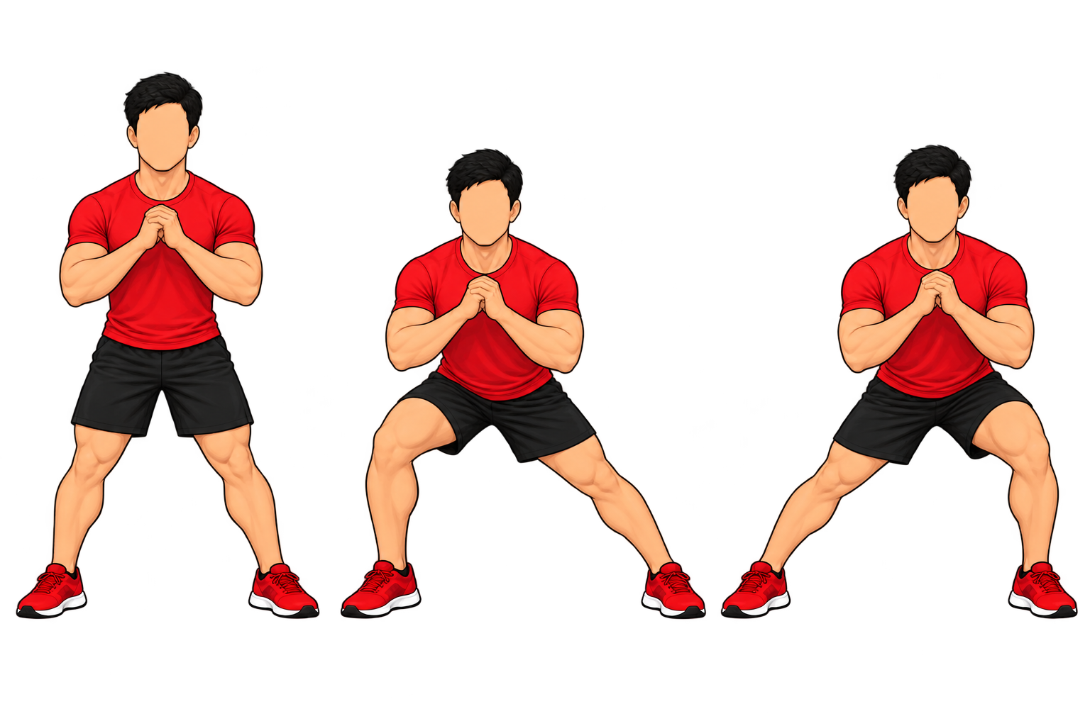 Lateral Squat(ラテラルスクワット):スタート:足を広く開く
