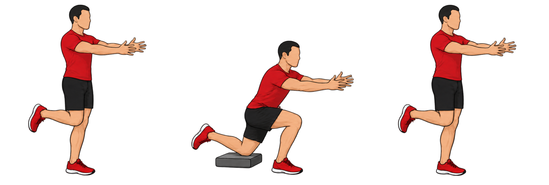 Skater Squat(スケータースクワット):片脚で構える