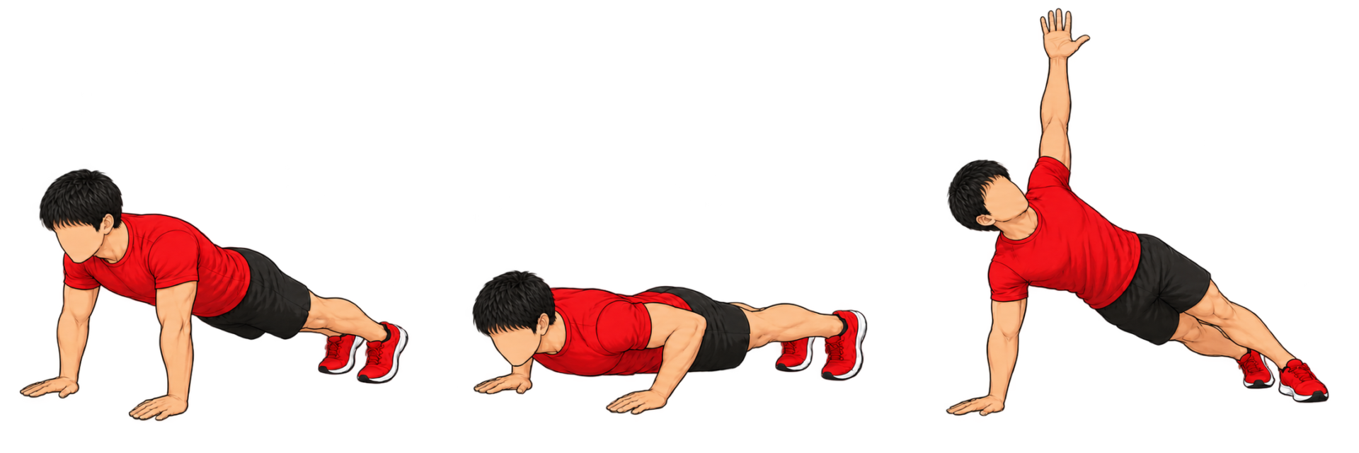 T Roll Push Up（Tロールプッシュアップ）：スタート：プランク